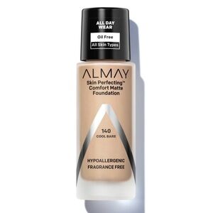 Almay Skin Perfecting Matte Foundation Makeup, Hypoallergenic, 140 Cool Bare